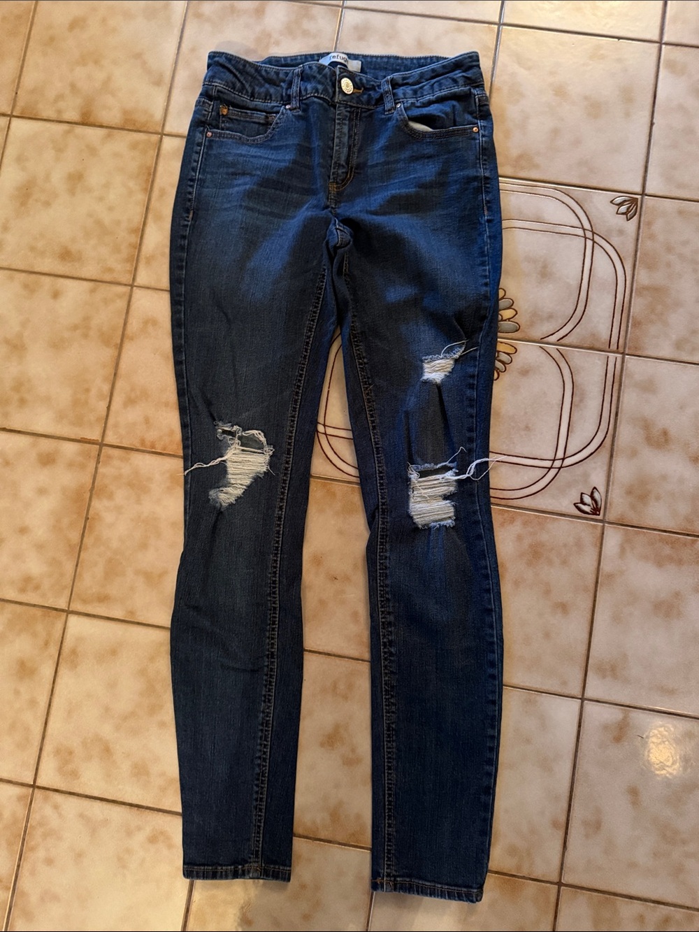 refuge Dark Blue Ripped Skinny Jeans